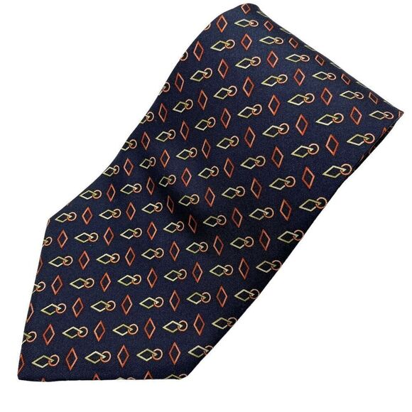 Brooks Brothers Basics Tie Men's Necktie Silk Geometric Black Classic Office - Picture 1 of 6